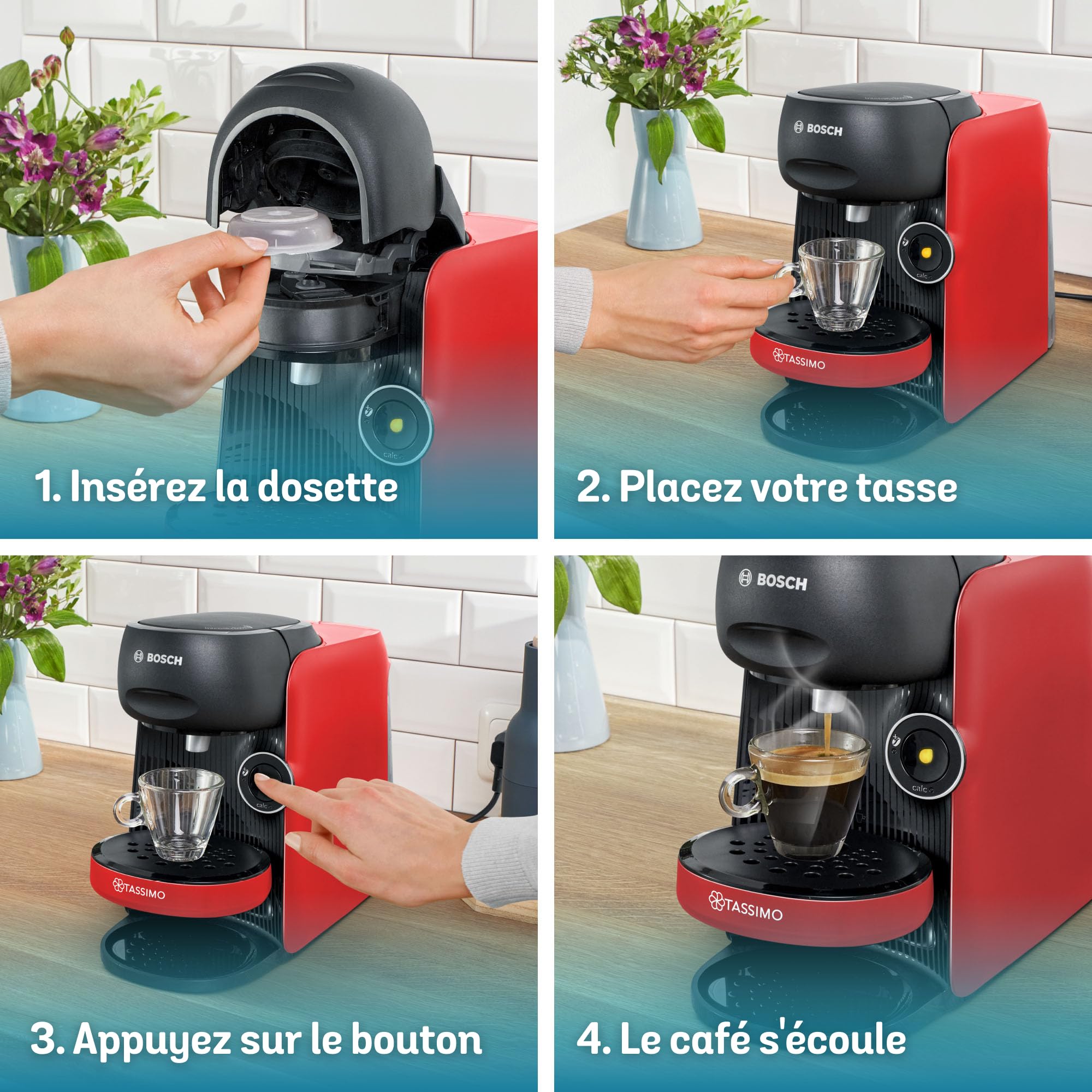 Machine à Café Tassimo Finesse TAS163E - Rouge - 70+ Boissons