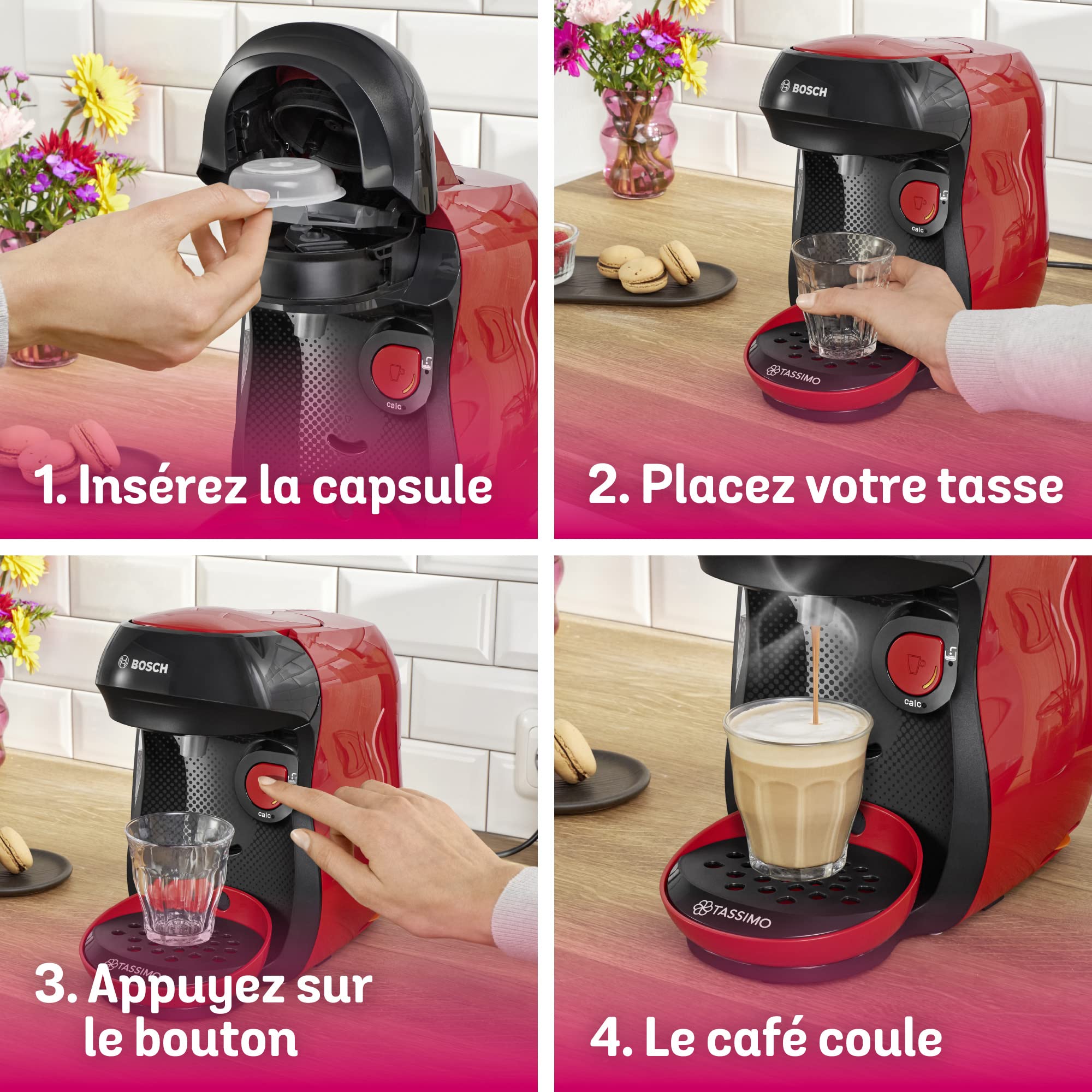 Machine à Café à Capsules Tassimo Happy TAS1003 - Rouge - 1400W