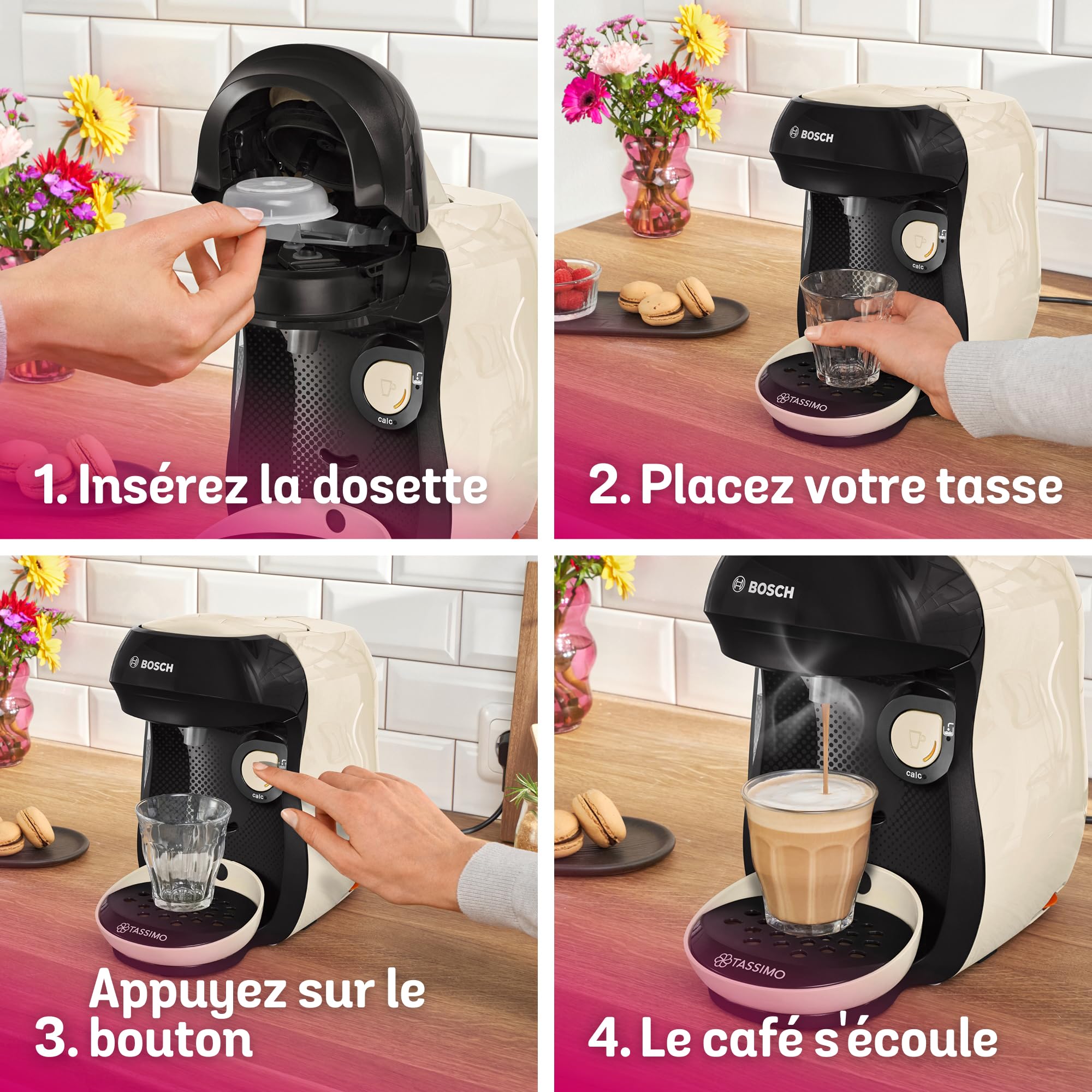 Machine à Café Tassimo Happy TAS107E - Crème - OneTouch
