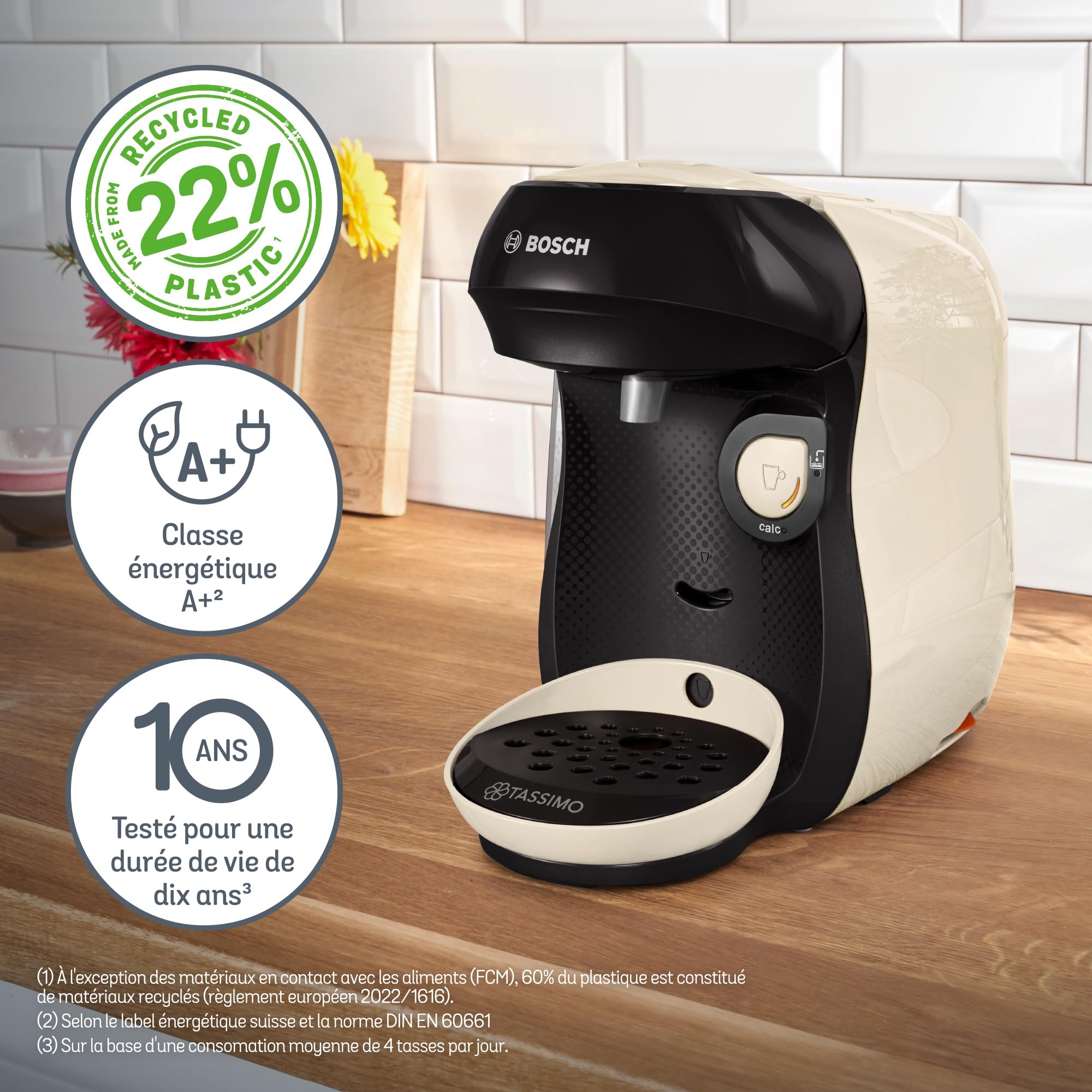 Machine à Café Tassimo Happy TAS107E - Crème - OneTouch